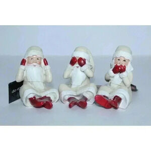 Creativeco-op‎ Set of 3 Vintage Santas, Whimsical, Farmhouse BOHO Decor 3 " NWT